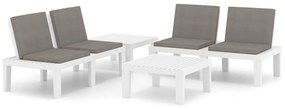 3059831 vidaXL Set mobilier de grădină cu perne, 4 piese, alb, plastic