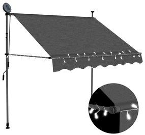 vidaXL Copertină retractabilă manual cu LED, antracit, 150 cm