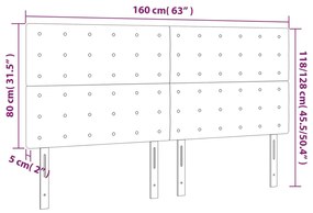 Tablie de pat cu LED, crem, 160x5x118 128 cm, textil 1, Crem, 160 x 5 x 118 128 cm