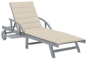 vidaXL Șezlong de grădină cu pernă, lemn masiv de acacia