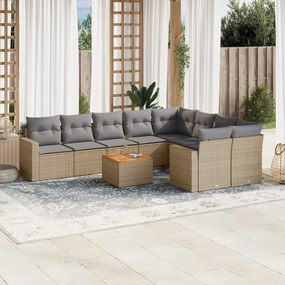 vidaXL Set canapele de grădină cu perne, 10 piese, bej, poliratan