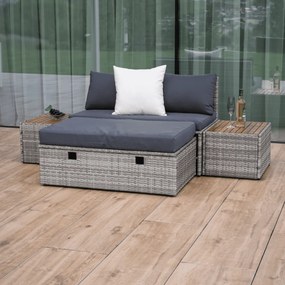 Set rattan de grădină DEBRA, gri/natural/crem