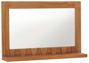 vidaXL Oglindă de perete cu raft, 60x12x40 cm, lemn masiv de tec