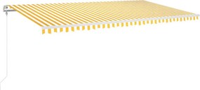 vidaXL Copertină retractabilă automat, galben și alb, 600x350 cm