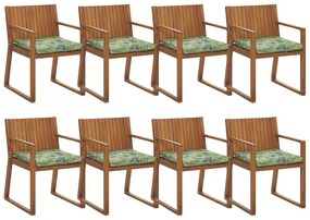Set 8 buc. scaune de grădină SASAN (maro deschis) (cu perne verzi). 1022854