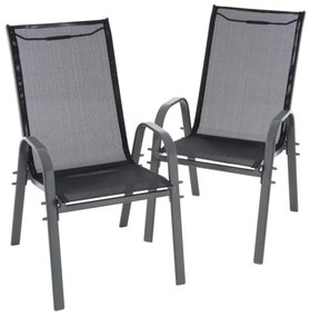 Set de 2 scaune de grădină stivuibile - negru