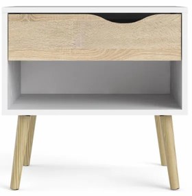 Noptiera alba cu decor stejar sonoma OSLO 75394