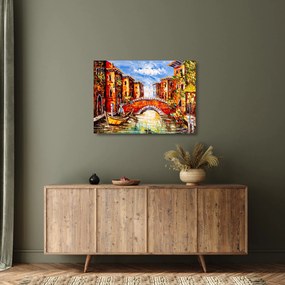 Tablou pe sticlă - Pictură în ulei a orașului III. (70x50 cm)