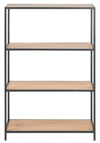 Bibliotecă neagră/în culoare naturală cu aspect de lemn de stejar 77x114 cm Seaford – Actona