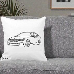 Perna Personalizata BMW Seria 7 Linie Minimalista, 40x40 cm, Alba Mata, Husa Detasabila, Perna Inclusa, BEKZ®
