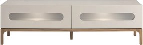 Comoda TV design modern cu iluminare interioara Gray and Walnut