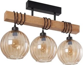 Brilagi - Lustră aplicată WOOD GLASS 3xE27/60W/230V pin/negru/maro fumuriu
