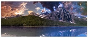 Tablou cu lac și munți (120x50 cm)