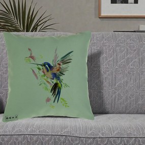 Perna Decorativa Colibri Acuarela, 40x40 cm, Verde, Husa Detasabila, Perna Inclusa, BEKZ®