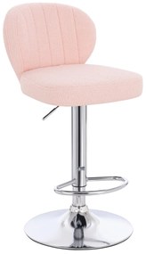 HR193W Scaun Roz Pudra Boucle cu Bază Cromata