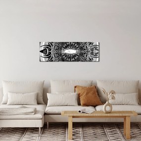 Tablou cu ornamente alb negre (cu ceas) (90x30 cm)