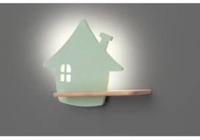 Aplică LED cu raft pentru copii HOUSE LED/4W/230V verde/lemn