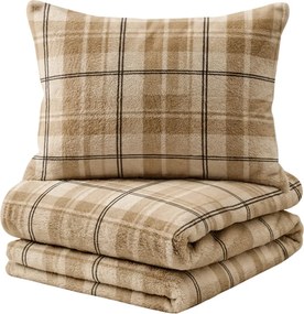Lenjerie de pat microplush PLAID crem Dimensiunile lenjeriei: 2 buc 70 x 90 cm | 200 x 220 cm