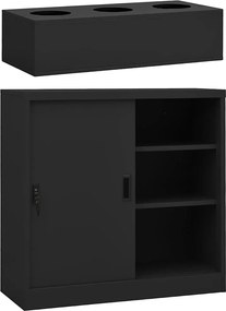 vidaXL Dulap cu ușă glisantă și jardinieră, antracit, oțel