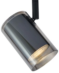 Spot modern negru cu sticlă fumurie pentru sistem de șină monofazat - Iconic Lloyd