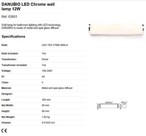Aplica LED pentru oglinda baie moderna IP44 DANUBIO 12W