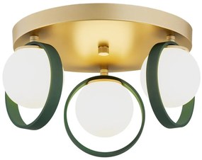 Plafoniera cu 3 spoturi design modern Saturnia auriu, verde