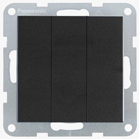 Intrerupator triplu 10A, IP20, Negru, Panasonic Karre Plus 55