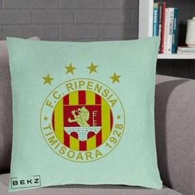 Perna Personalizata FC Ripensia Timisoara 1928, 40x40 cm, Verde Menta, Husa Detasabila, Perna Inclusa, BEKZ®
