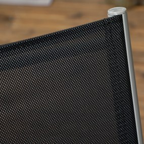 Outsunny Set de mobilier de grădină 6 scaune + 1 masă din oțel salon de grădină 7 piese scaune empilabile placă din sticlă securizată negru | Aosom Romania