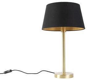 Lampă de masă clasică din alamă cu abajur negru 32 cm - Simplo