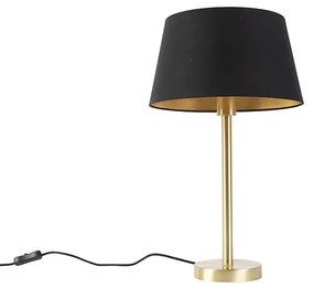 Lampă de masă clasică din alamă cu umbră neagră 32 cm - Simplo