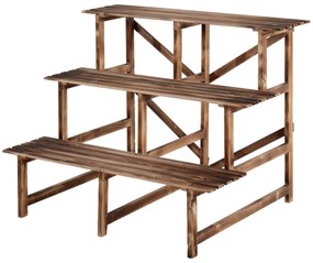 Outsunny Stand de plante cu 3 etaje, suport pliabil de flori de 78 cm înălțime pentru interior și exterior, raft de plante din lemn, suport pentru ghivece cu tăvi, scară de flori pentru sufragerie, grădină balcon, lemn natural | Aosom Romania