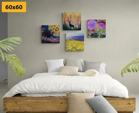 Set tablouri cerb în natură imitația picturii în ulei