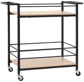 HOMCOM Carucior de servire, desserte de bucătărie cu roți, cu 2 rafturi, cadru metalic și aspect de lemn - dim. 82 x 40 x 75 cm | Aosom Romania