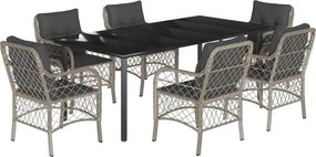 vidaXL Set mobilier de grădină cu perne, 7 piese gri deschis poliratan