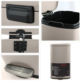 Coș de gunoi cu pedală soft-close Spirella Akira 50 l, gri-maro mat, 50 l