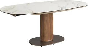 Masa extensibila din lemn si marmura portelanata Barrel 140-200x100cm