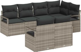 vidaXL Set de canapea 7 pcs Gri deschis poliratan