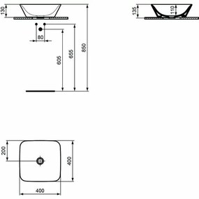 Lavoar pe blat Ideal Standard Connect Air 40x40