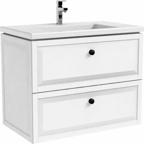 Dulap baza cu lavoar Oristo Montebianco 2 sertare alb mat 80 cm