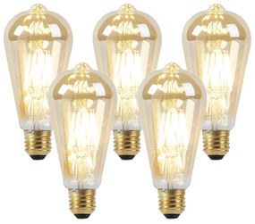 Set de 5 becuri LED E27 cu reglaj de intensitate la cald auriu 8W 806lm 2000-2700K