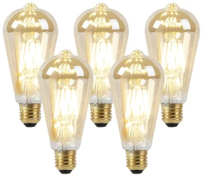 Set de 5 becuri LED E27 cu reglaj de intensitate la cald auriu 8W 806lm 2000-2700K