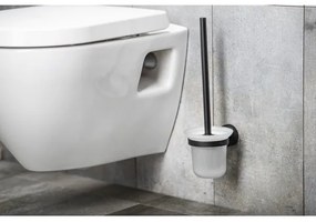 Aqualine - Perie WC SAMBA sticlă mată neagră, montare pe perete