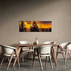 Tablou - coniferi (cu ceas) (90x30 cm)