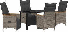vidaXL Set de masă pentru grădină cu pernă 5 pcs Gri poliratan