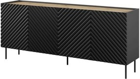 Comoda ONDA, negru/stejar, PAL laminat, 200x45x85 cm