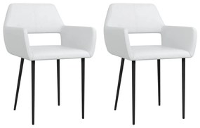 322975 vidaXL Scaune de bucătărie, 2 buc., alb, piele ecologică