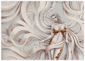 Tablou pe sticlă - Zeița motiv floral (70x50 cm)