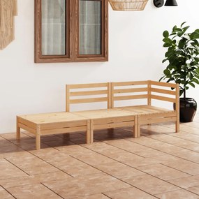 Set mobilier de gradina, 3 piese, lemn masiv de pin Maro, 1