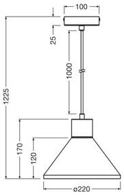 Lustră pe cablu Ledvance DECOR ipsos 1xE27/25W/230V d. 22 cm ipsos alb